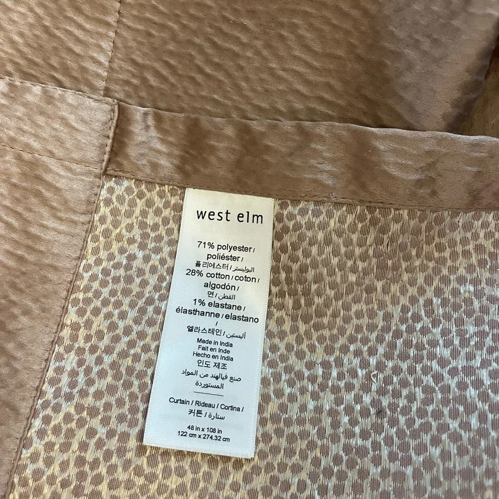 WEST ELM DUSTY BLUSH RIPPLE JACQUARD CURTAIN PANELS 48 x 108